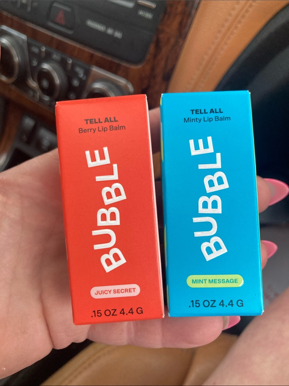 BUBBLE Tell All Lip Balms - Juicy Secret (Red) & Mint Message (Blue)